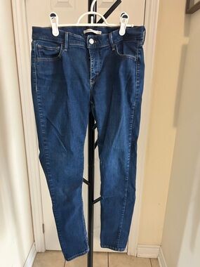 Women's Dark Blue Skinny Jeans - Stretch Denim